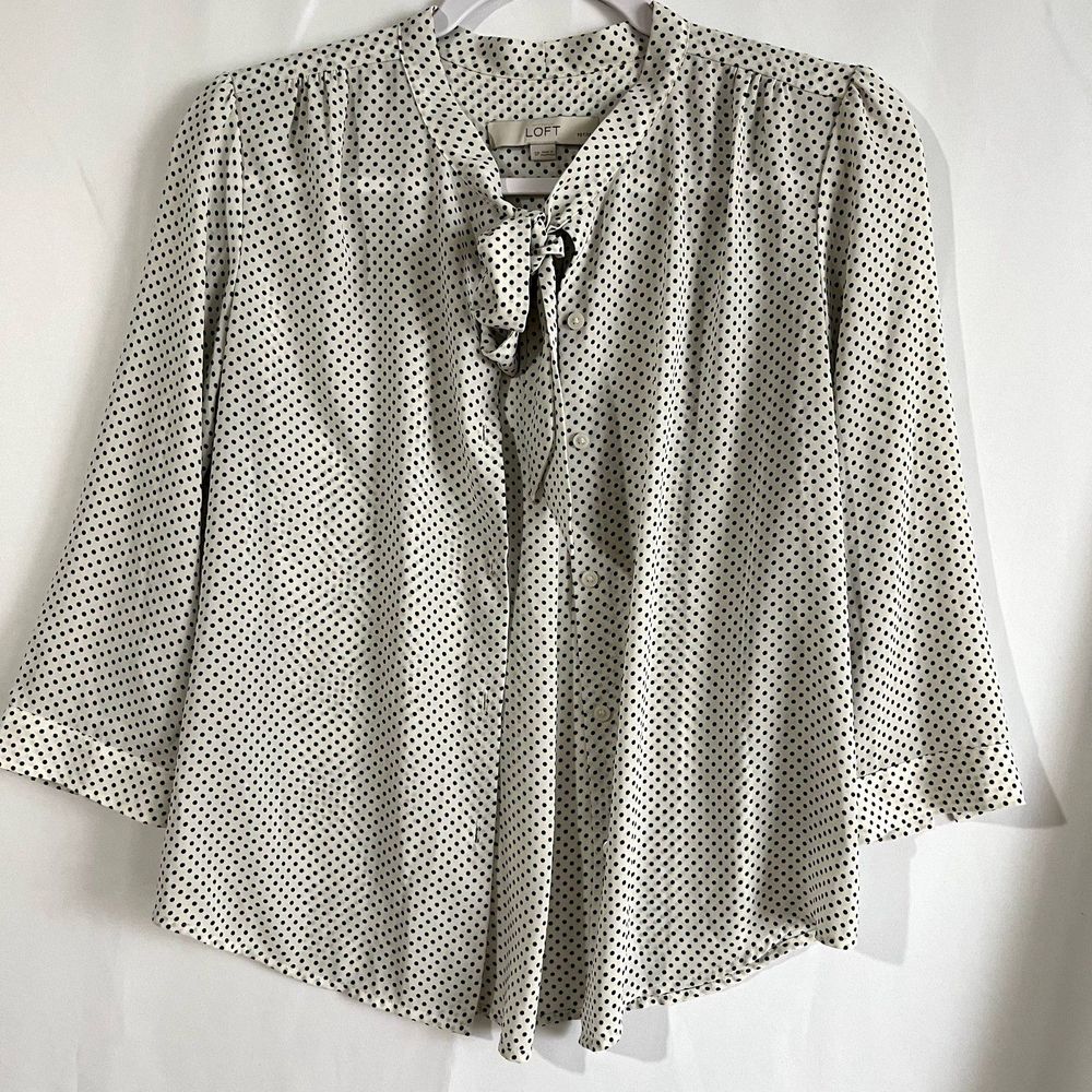 Ann Taylor Loft Blouse Polka Dot with Tie